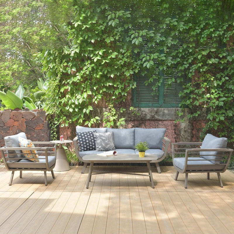 Sleek Contemporary Scandinavian Aluminum Outdoor Sofa – Compact 1/3 Seater for Balcony & Patio