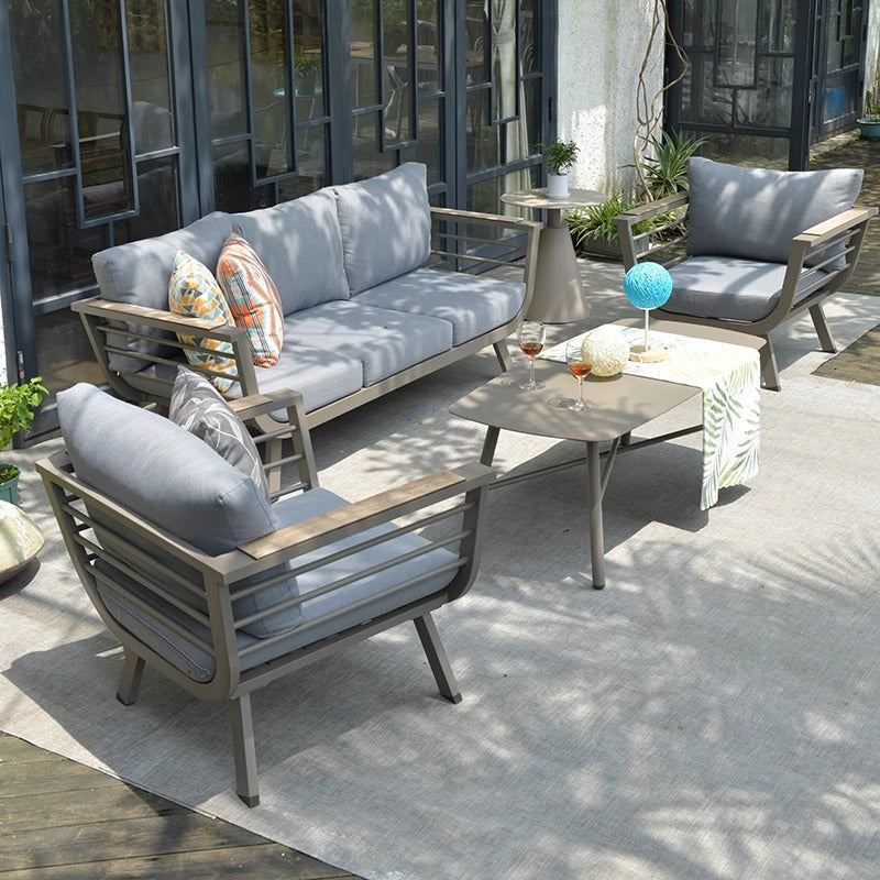 Sleek Contemporary Scandinavian Aluminum Outdoor Sofa – Compact 1/3 Seater for Balcony & Patio
