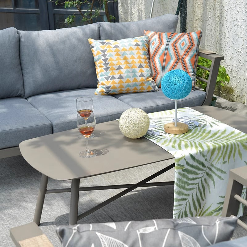 Sleek Contemporary Scandinavian Aluminum Outdoor Sofa – Compact 1/3 Seater for Balcony & Patio