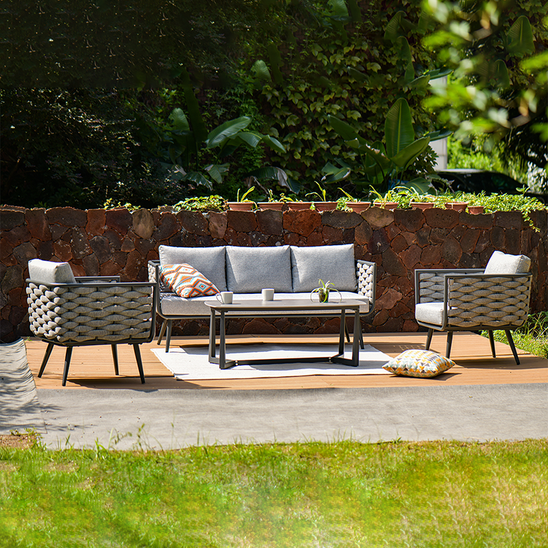 Traditional Chinese-Style Outdoor Rope-Weave Sofa – 1/2/3-Seater for Balcony & Patio
