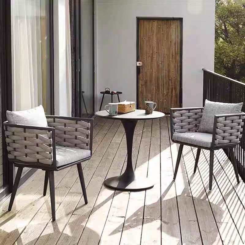 Traditional Chinese-Style Outdoor Rope-Weave Sofa – 1/2/3-Seater for Balcony & Patio