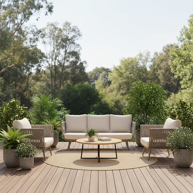 Modern Scandinavian Outdoor Rope-Weave Sofa – 1/2/3-Seater for Balcony & Patio