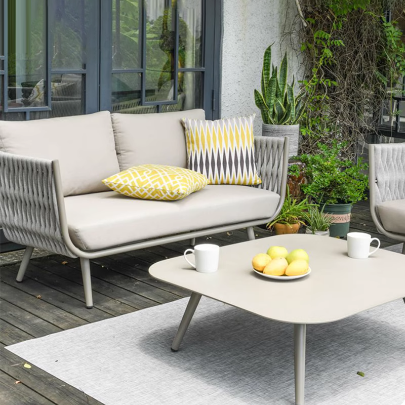 Modern Scandinavian Outdoor Rope-Weave Sofa – 1/2/3-Seater for Balcony & Patio