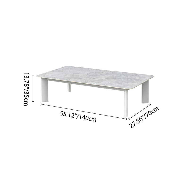 Minimalist Aluminum Alloy Outdoor Table with Scratch-Resistant Sintered Stone Top – Weatherproof Patio Coffee Table