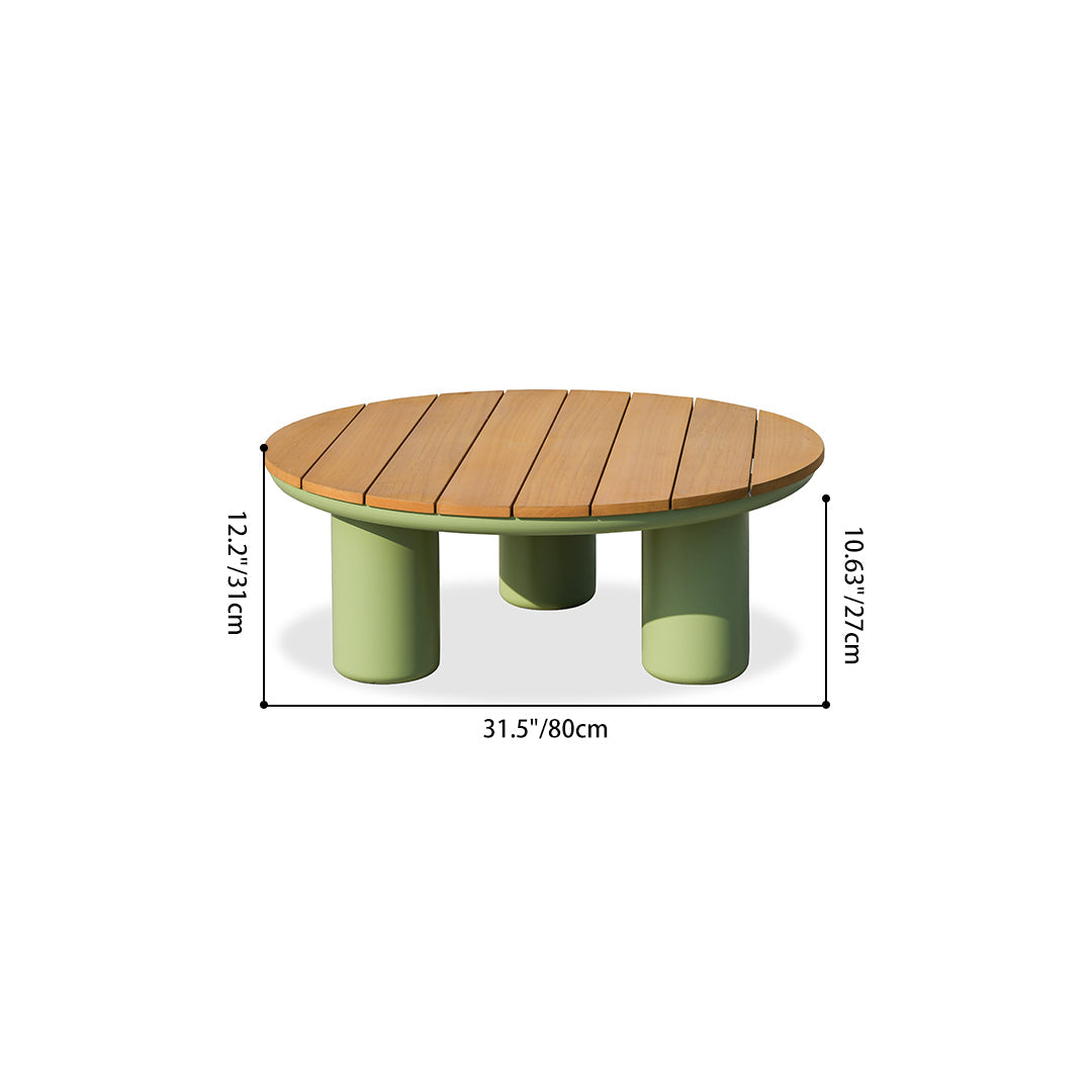 Timeless Solid Teak Wood Top Outdoor Coffee Table with Durable Aluminum Frame – Weather-Resistant Patio Table