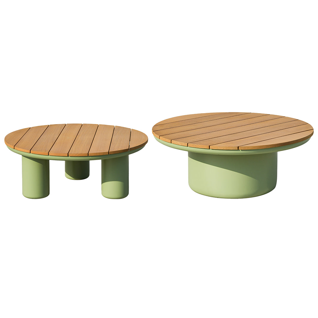 Timeless Solid Teak Wood Top Outdoor Coffee Table with Durable Aluminum Frame – Weather-Resistant Patio Table