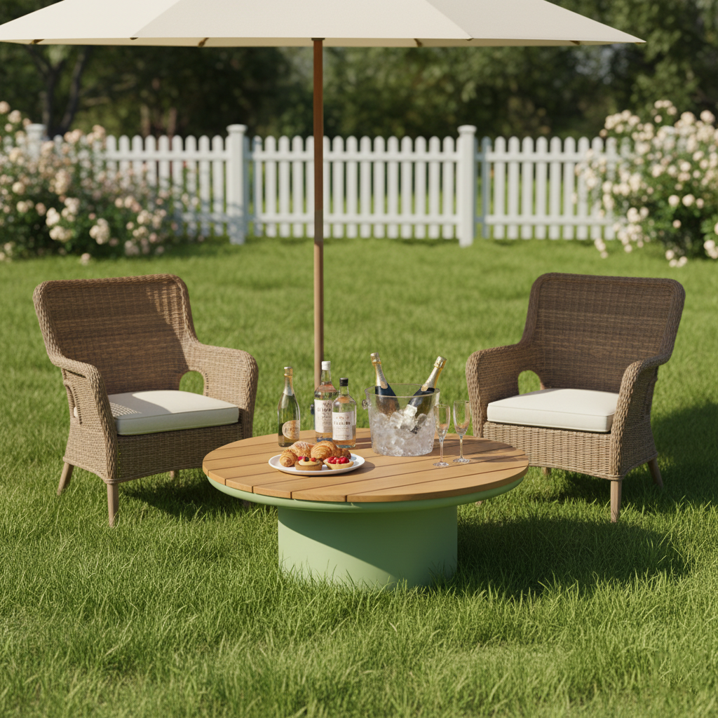 Timeless Solid Teak Wood Top Outdoor Coffee Table with Durable Aluminum Frame – Weather-Resistant Patio Table
