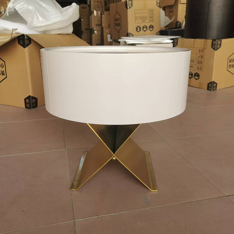 Industrial Smoked Wood Nightstand – Solid Wood Bedside Table with a Smooth Circular 1-Drawer for the Bedroom