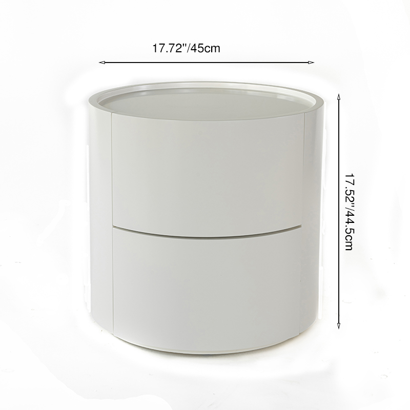 Nordic Rounded Cabinet Nightstand – Sturdy Build, Soft-Textured Minimalist Finish, 2-Drawer Bedside Table for Bedroom