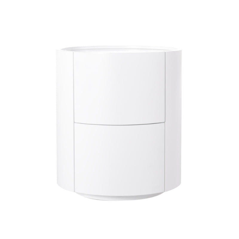 Nordic Rounded Cabinet Nightstand – Sturdy Build, Soft-Textured Minimalist Finish, 2-Drawer Bedside Table for Bedroom
