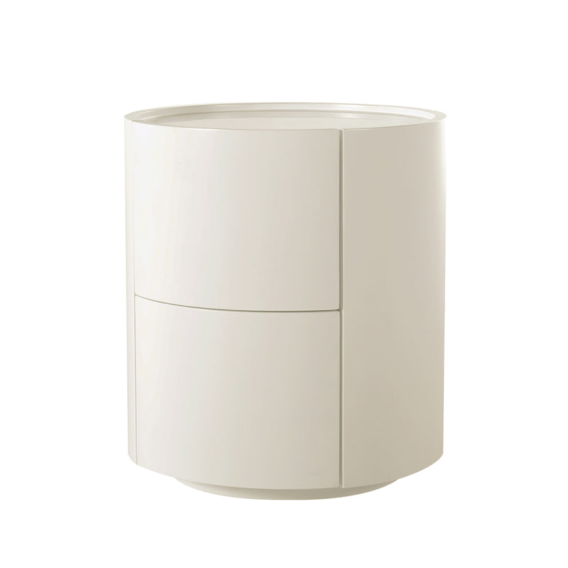 Nordic Rounded Cabinet Nightstand – Sturdy Build, Soft-Textured Minimalist Finish, 2-Drawer Bedside Table for Bedroom