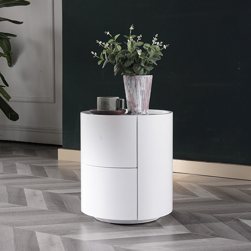 Nordic Rounded Cabinet Nightstand – Sturdy Build, Soft-Textured Minimalist Finish, 2-Drawer Bedside Table for Bedroom