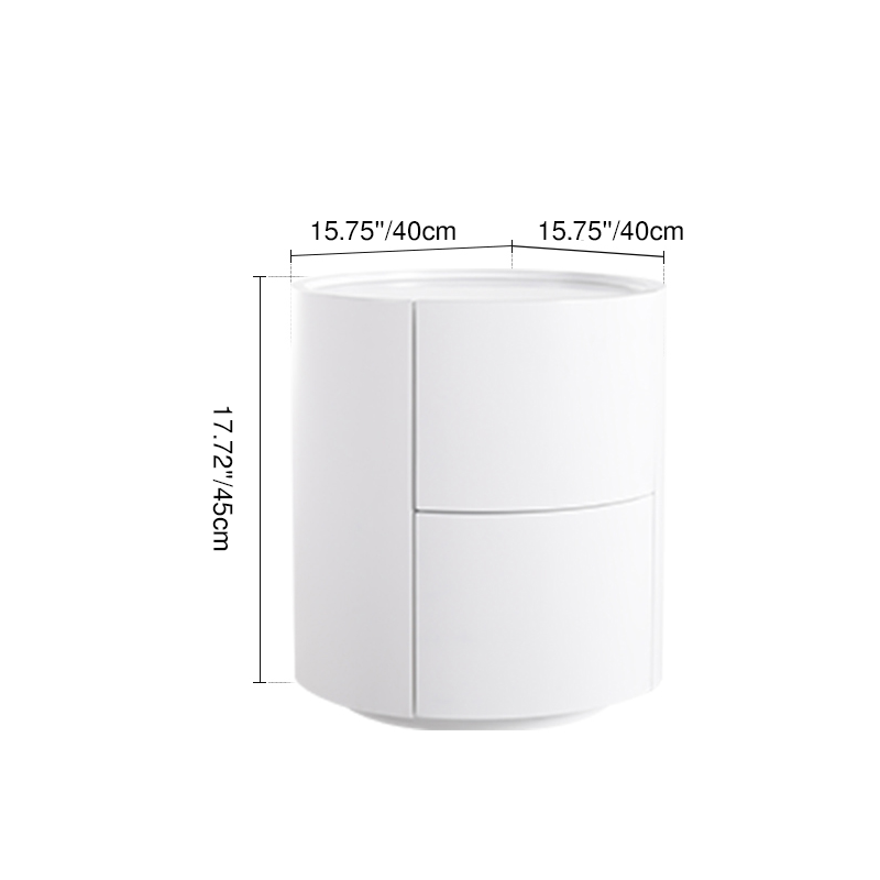 Nordic Rounded Cabinet Nightstand – Sturdy Build, Soft-Textured Minimalist Finish, 2-Drawer Bedside Table for Bedroom