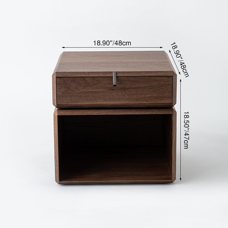 Retro Rotating Wood Nightstand with Rotatable Top and 1 Drawer – Classic Bedside Table with Smart Storage for Bedroom
