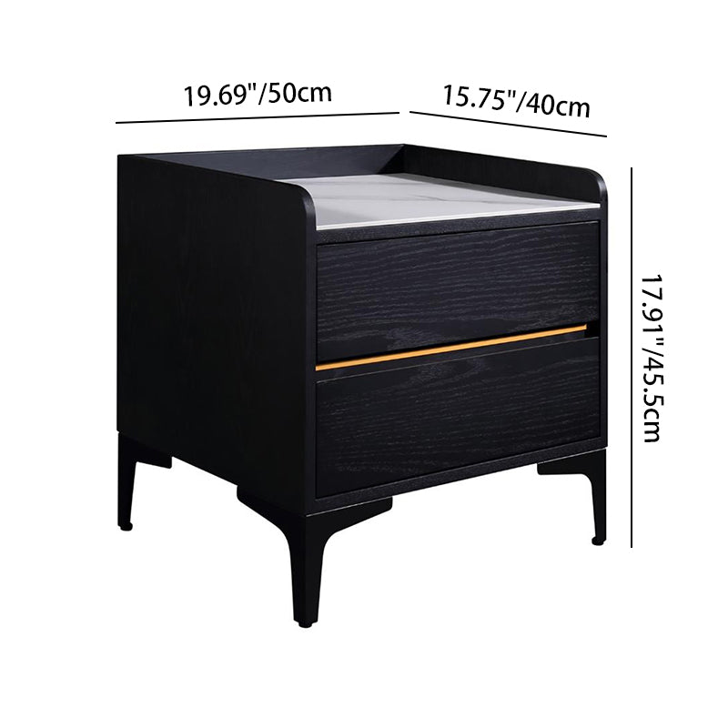 Low-Maintenance Scandinavian Bedside Table with Eco-Friendly Wood Veneer and Smooth Two-Drawer Nightstand for the Bedroom