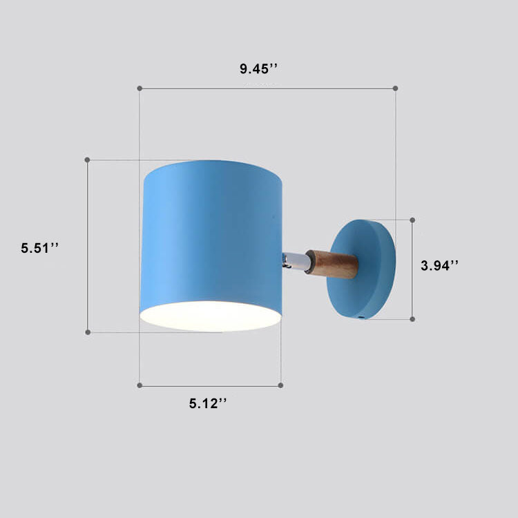 Nordic Macaron Cylinder Rotating 1-Light Wall Sconce Lamp