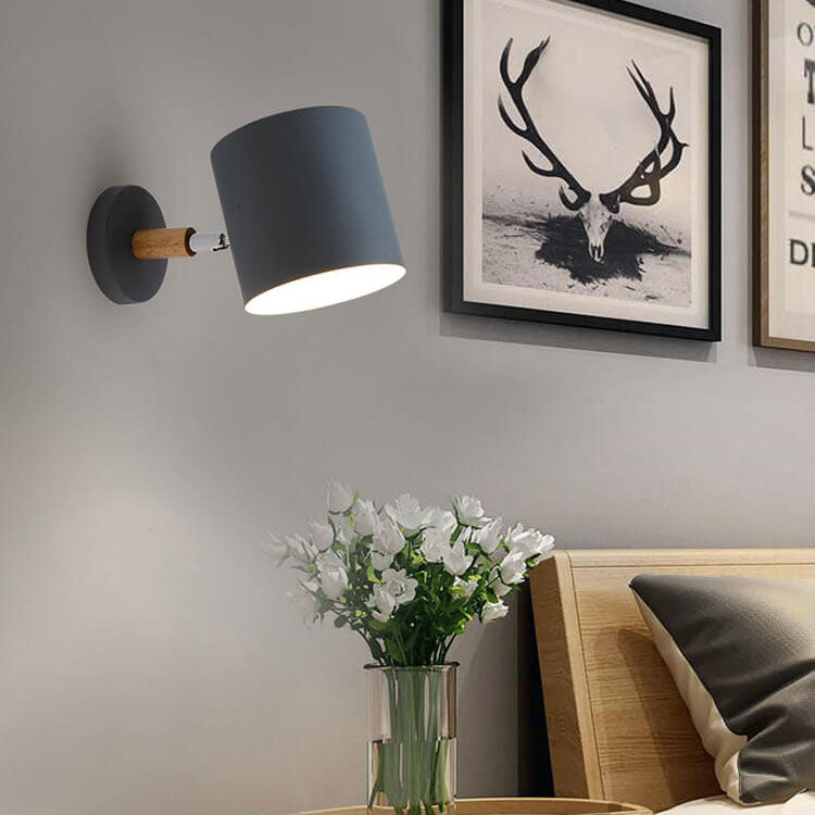 Nordic Macaron Cylinder Rotating 1-Light Wall Sconce Lamp