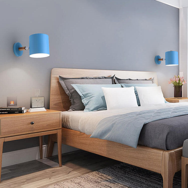 Nordic Macaron Cylinder Rotating 1-Light Wall Sconce Lamp