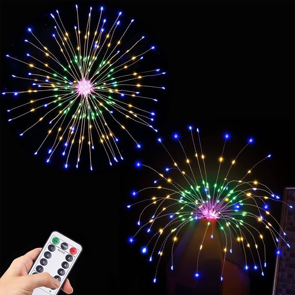Fireworks Dandelion Copper Wire LED Light with 120/200 LEDs - Battery, USB & Solar Powered Decorative Light