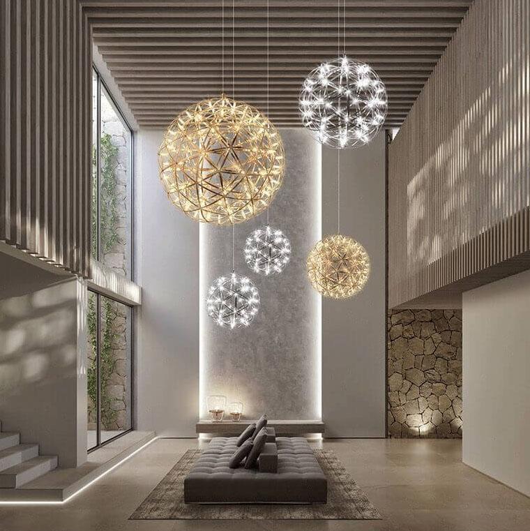 Sleek Modern Globe 12-Light LED Firework Pendant Light