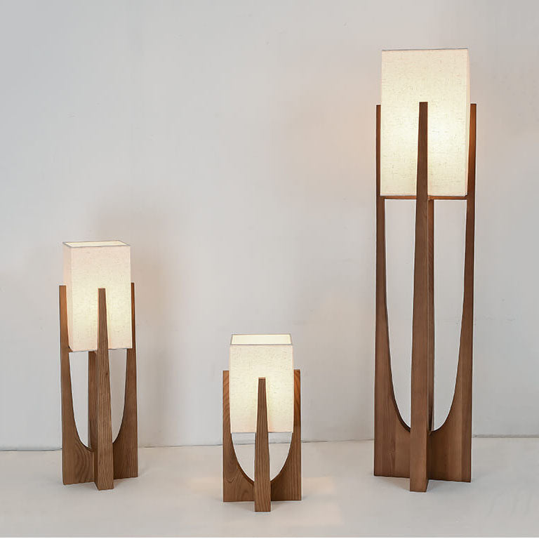 Chic Modern Floor Lamp with Fabric Shade and Solid Wood - 1-Light Standing Lamp
