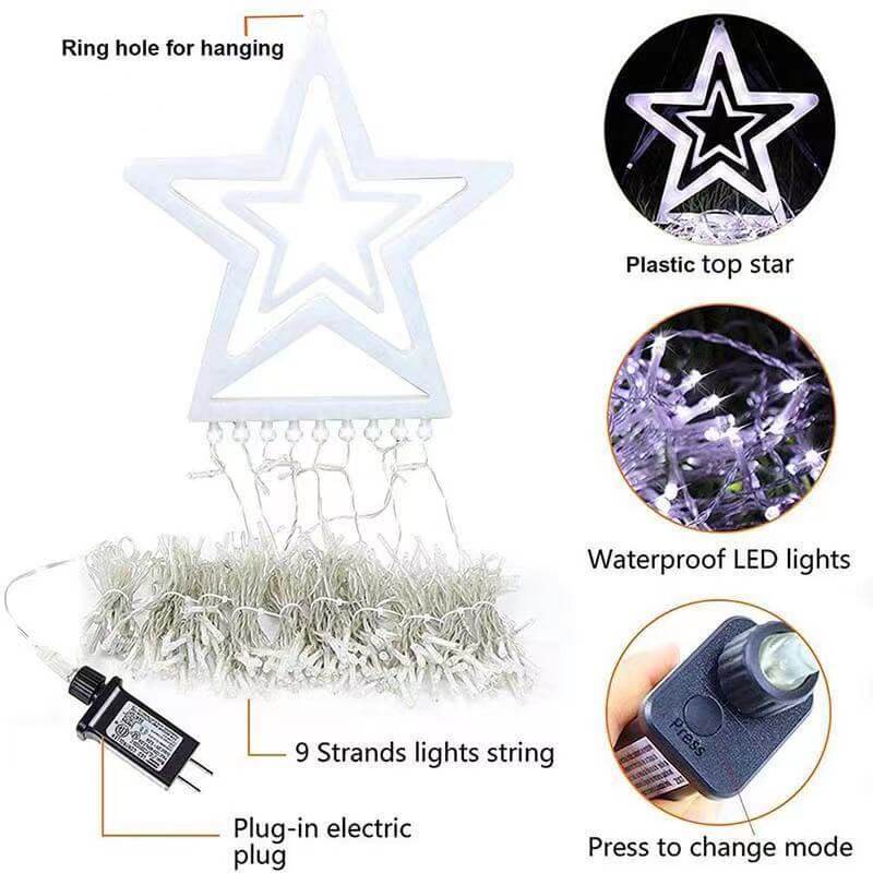 Star Waterfall LED String Lights - Christmas Meteor Shower for Holiday Decor