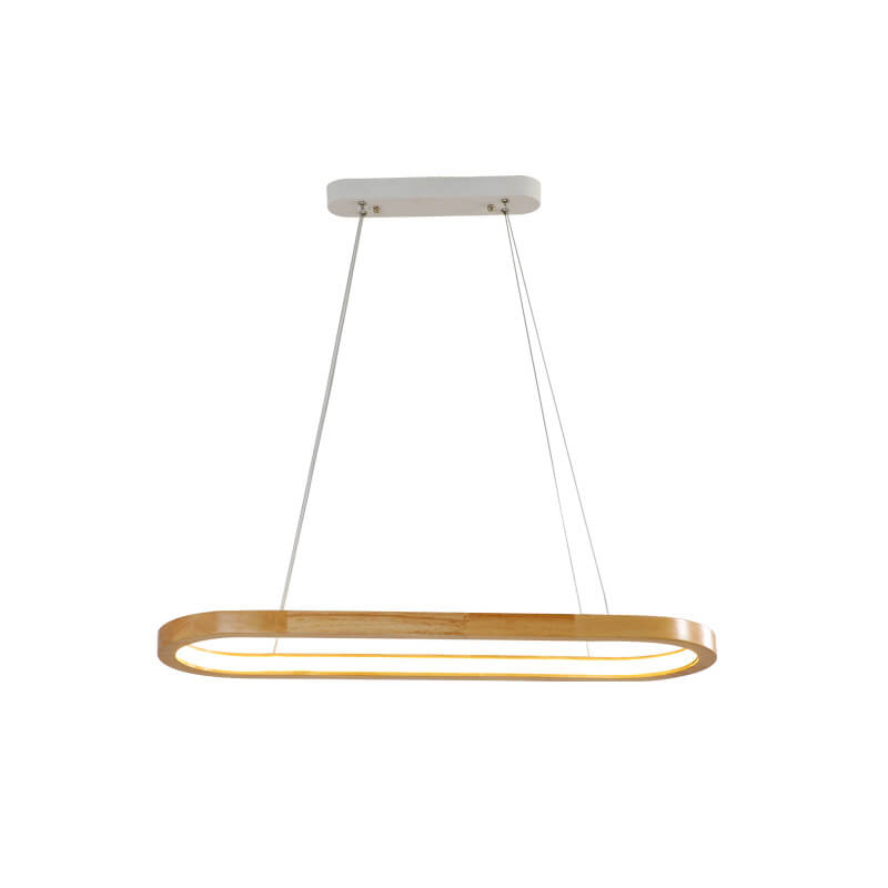 Sleek Modern Minimalist Wooden Linear Round 1-Light LED Chandeliers