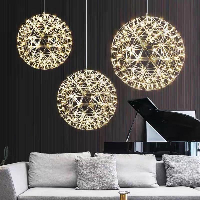Sleek Modern Globe 12-Light LED Firework Pendant Light