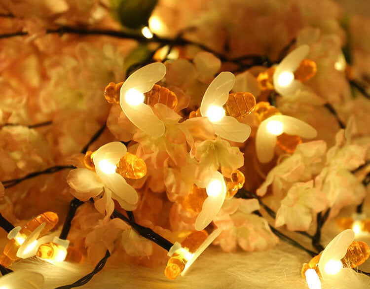 Outdoor Solar Bees LED String Lights - Waterproof Festival & Party Decoration