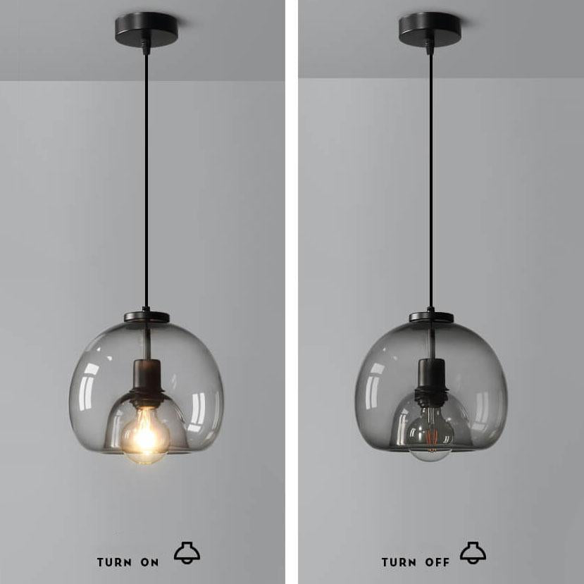 Sleek Smoke Gray 1-Light Hand-Blown Glass Dome Pendant Light