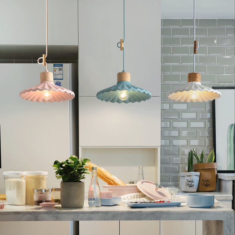 Chic Modern Macaron Cement Scalloped Shade 1-Light Pendant Light