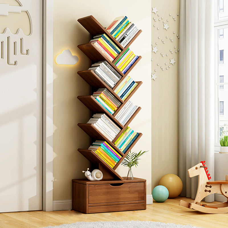 Modern Solid Wood Bookshelf – Eco-Friendly, Rectangular 6/8/10/12-Tier Storage for Home Office