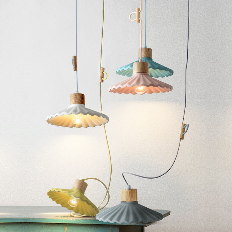 Chic Modern Macaron Cement Scalloped Shade 1-Light Pendant Light