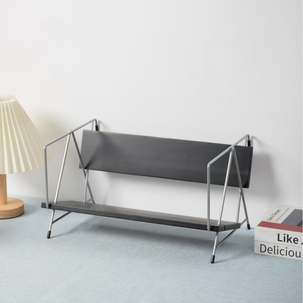 Sleek Modern Minimalist Rectangular Solid Wood & Iron Bookshelves, 4-Leg Design for Home Office