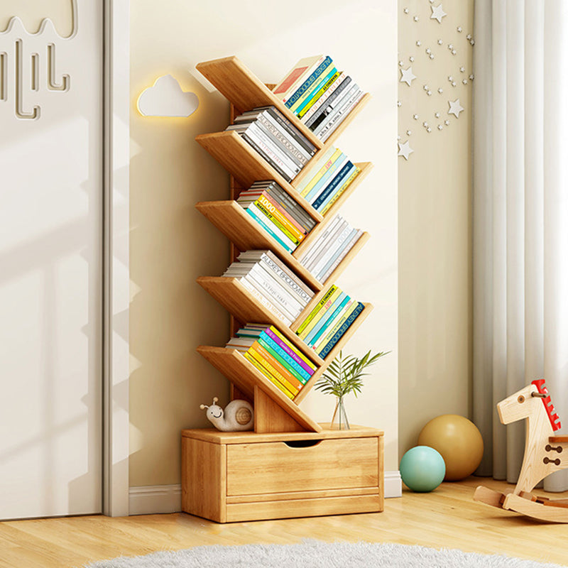 Modern Solid Wood Bookshelf – Eco-Friendly, Rectangular 6/8/10/12-Tier Storage for Home Office