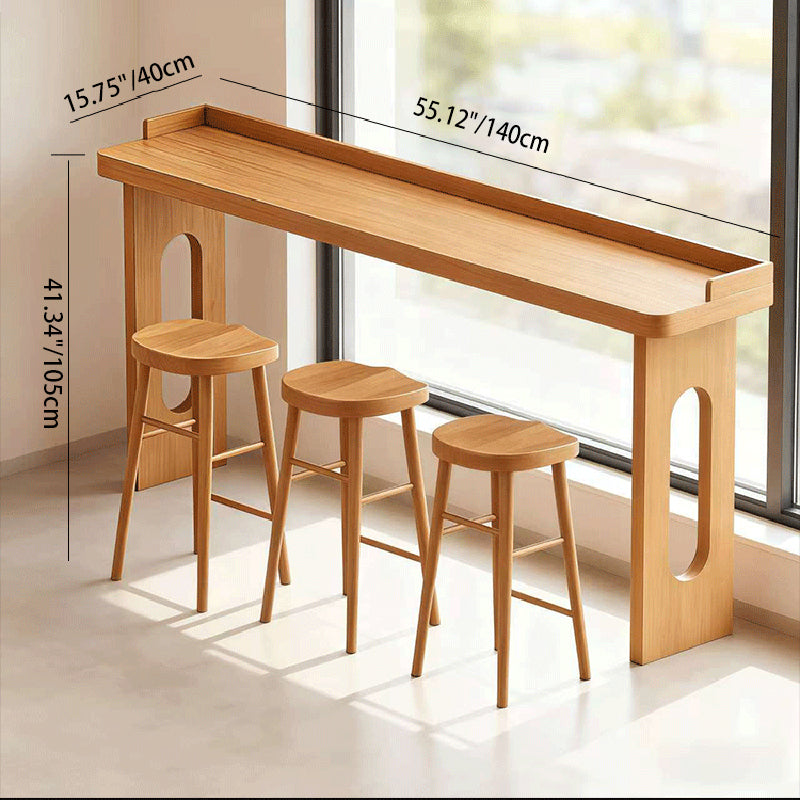 Elegant Modern Minimalist Solid Wood Rectangular Bar Table for Dining Rooms & Cafés