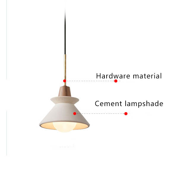 Nordic Minimalist White Cement 1-Light Tapered Pendant Lamp