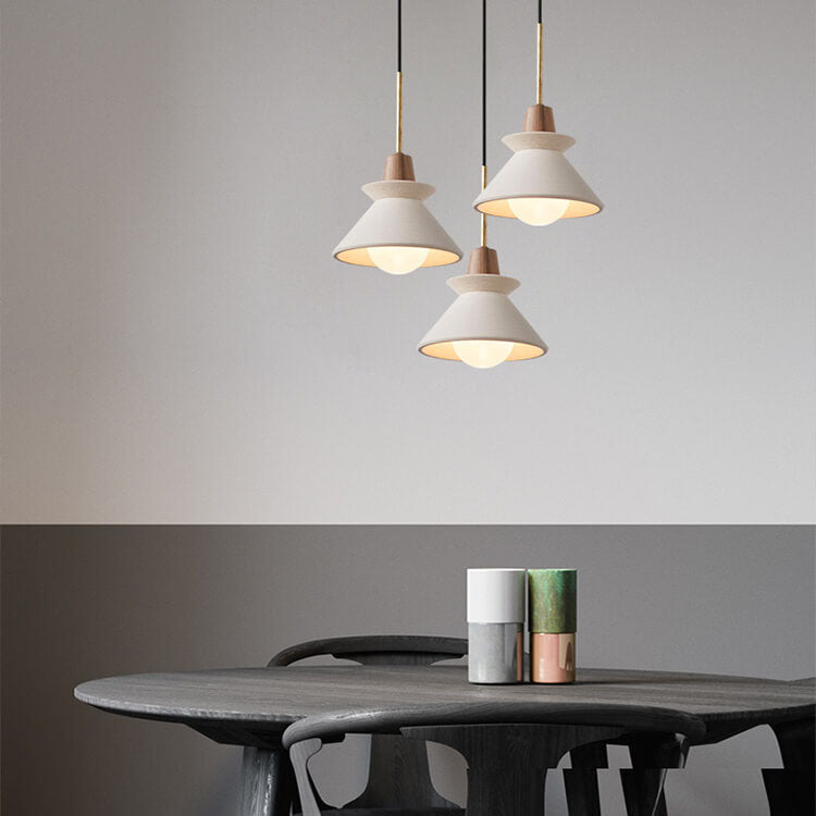 Nordic Minimalist White Cement 1-Light Tapered Pendant Lamp