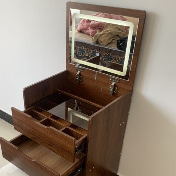 Modern Minimalist Rectangular Glass Vanity Table with 3 Drawers – Bedroom Makeup Station
