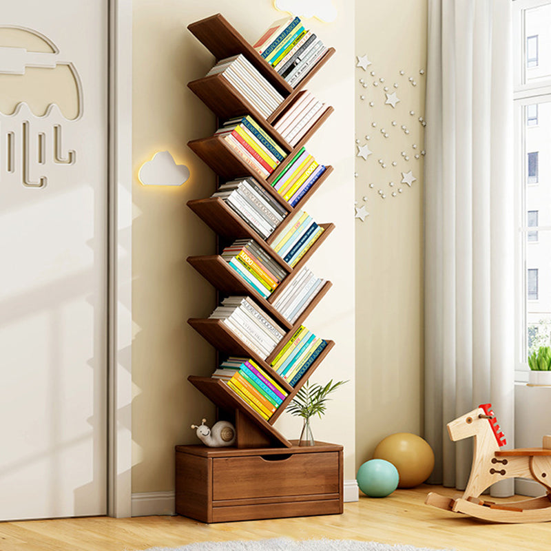 Modern Solid Wood Bookshelf – Eco-Friendly, Rectangular 6/8/10/12-Tier Storage for Home Office