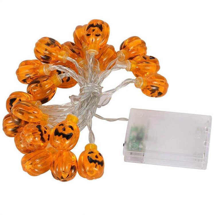Halloween Orange Pumpkin LED String Lights - 10/20 LEDs, Battery or Solar Powered, Decorative Plastic String Light