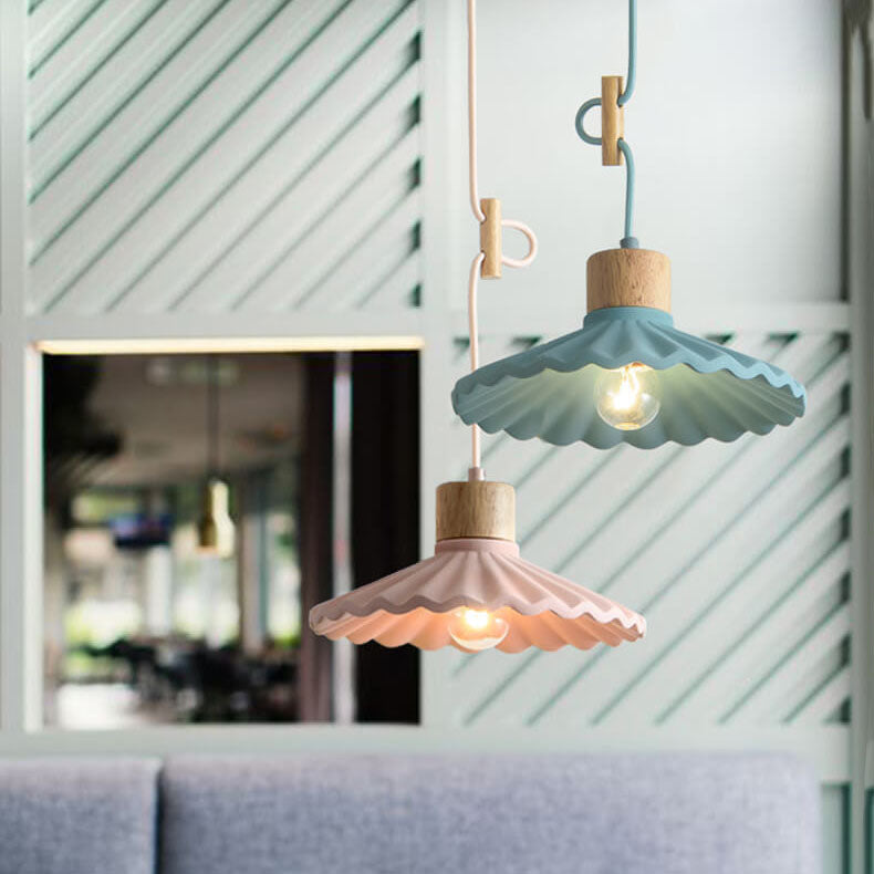 Chic Modern Macaron Cement Scalloped Shade 1-Light Pendant Light