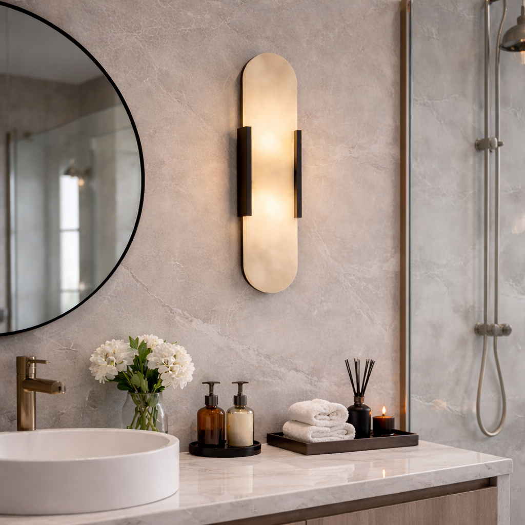 Elegant Marble Bedside Sconce Lamp