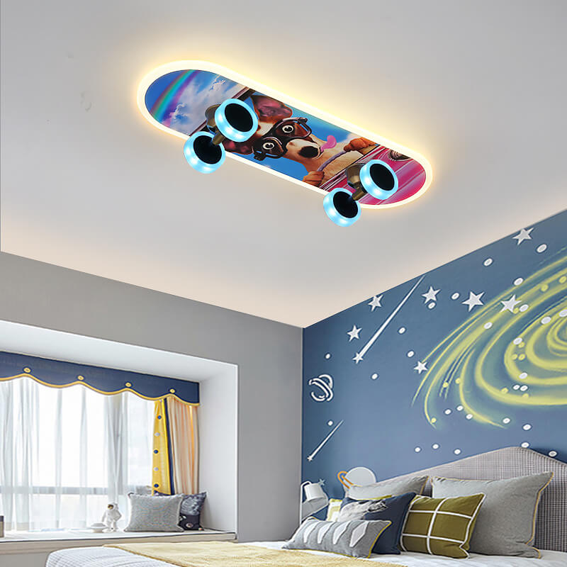Creative Cartoon Skateboard LED Kids’ Flush Mount Ceiling Light – Acrylic Ceiling Fixture