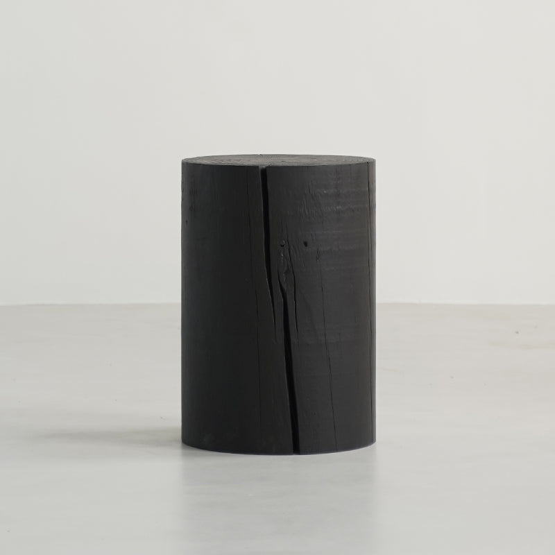 Traditional Japanese Wabi-Sabi Wood End Table with Geometric Design - Living Room Accent