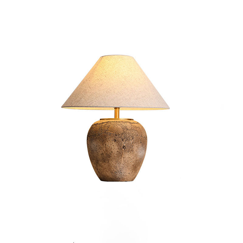 Modern Shabby Chic Cone Fabric Ceramic Jar Table Lamp – 1-Light, Perfect for the Bedroom