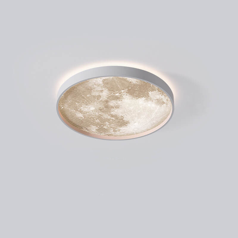 Nordic Moon Round LED Flush Mount Ceiling Light — Creative Minimalist Design with Soft Ambient Glow