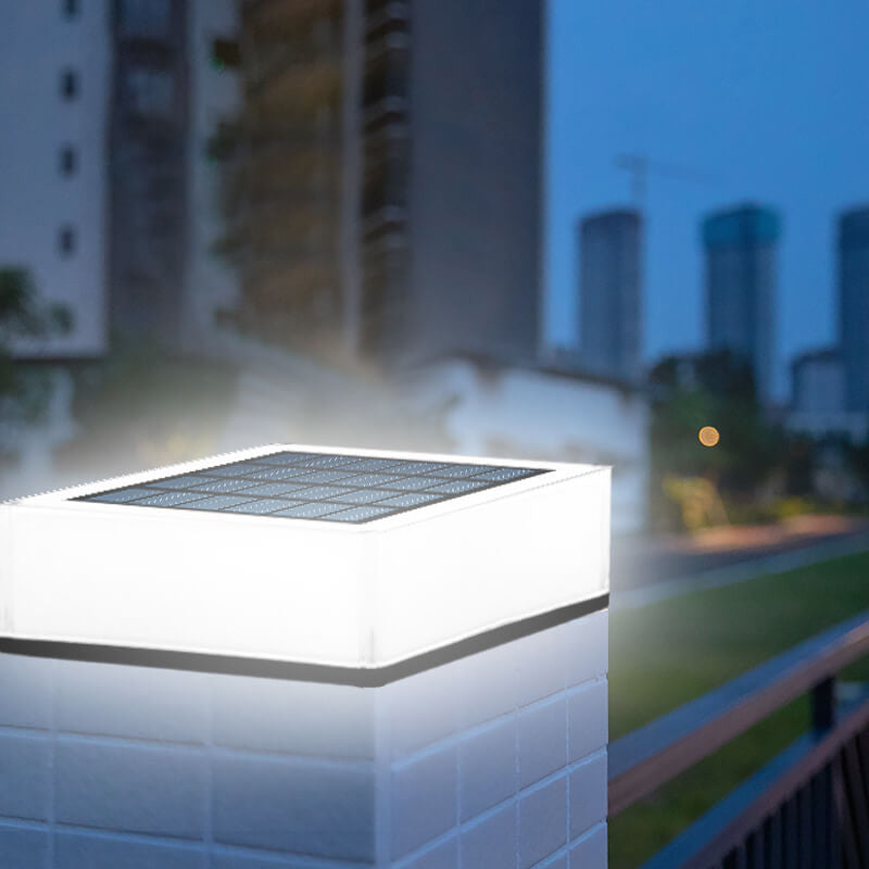 Modern Solar Flat-Square Fence Post Light - Waterproof Landscape Lighting