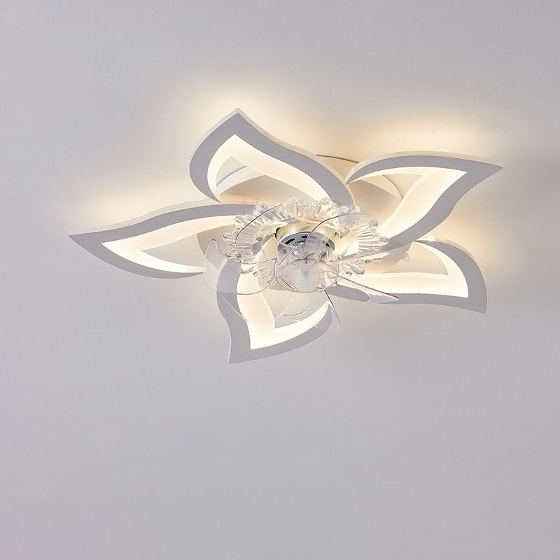 Scandinavian Modern Luxury Flower LED Flush Mount Ceiling Fan Light (Iron & Acrylic)