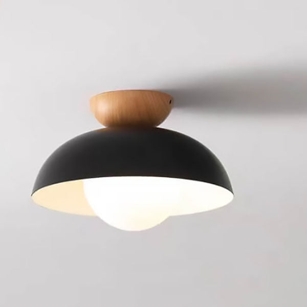 Sleek Modern Wrought Iron Log-Bowl-Shaped 1-Light Semi-Flush Mount Ceiling Light